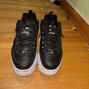 Fila Black Sneakers with White Soles